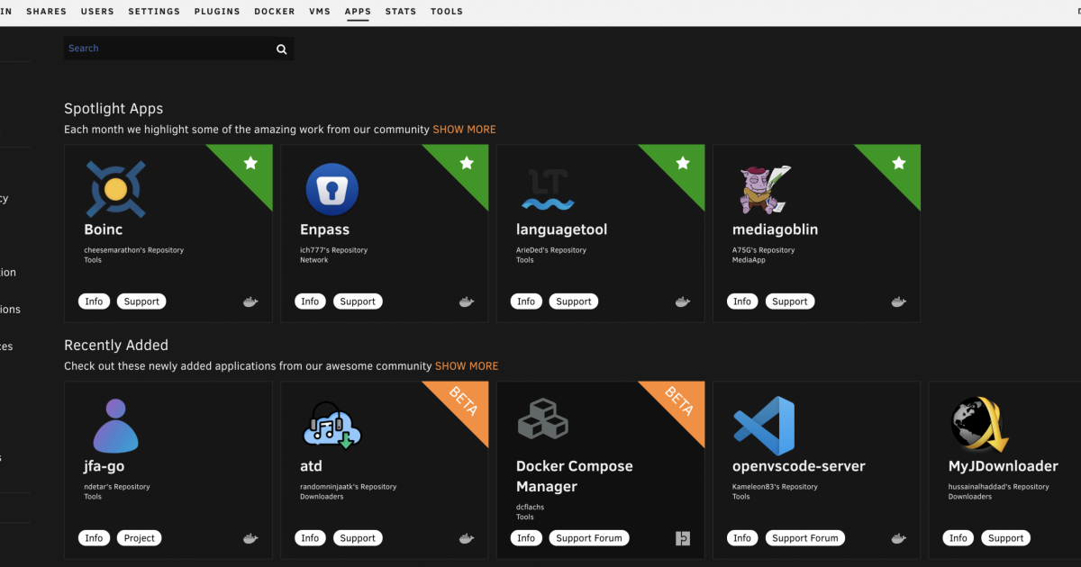 Unraid Community Applications Beta unraid-community-applications-beta